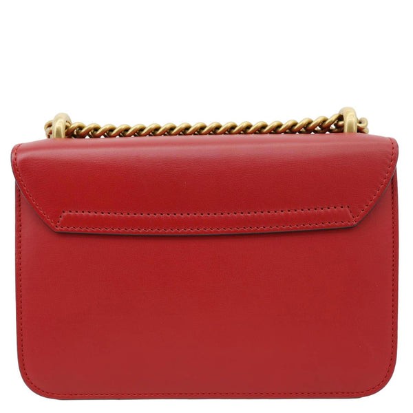 GUCCI Pearly Peony Leather Chain Shoulder Bag Red 432281