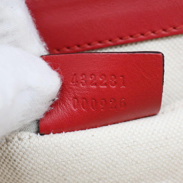 GUCCI Pearly Peony Leather Chain Shoulder Bag Red 432281