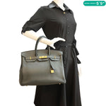 HERMES Birkin 35 Togo Leather Tote Bag Vert Cypress