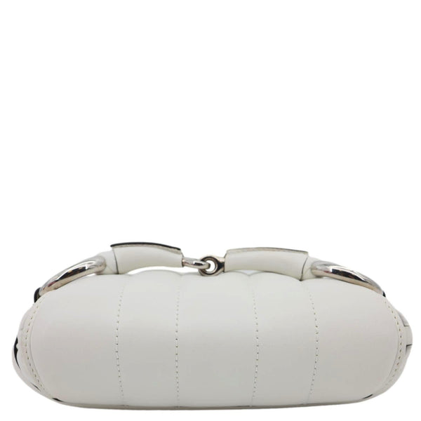 GUCCI Horsebit Quilted Lambskin Leather Chain Shoulder Bag White 764339