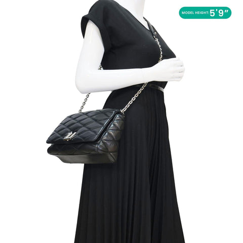 LOUIS VUITTON GO-14 MM Malletage Quilted Lambskin Leather Crossbody Bag Black