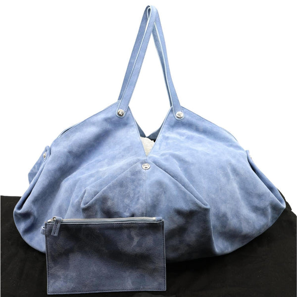 VERSACE Protea Suede Shoulder Bag Blue