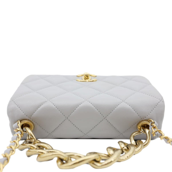 CHANEL Match Flap Mini Quilted Lambskin leather Crossbody Bag Grey