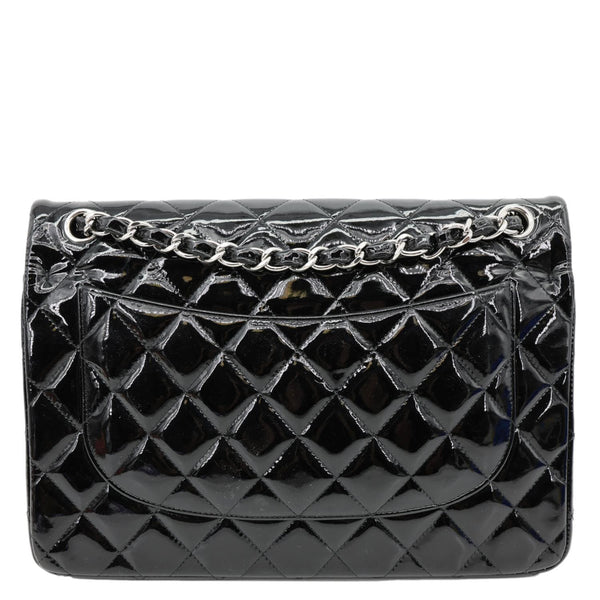 CHANEL Classic Double Flap Patent Leather Shoulder Bag Black