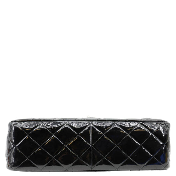 CHANEL Classic Double Flap Patent Leather Shoulder Bag Black