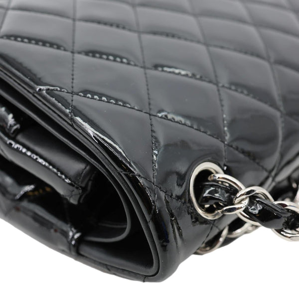 CHANEL Classic Double Flap Patent Leather Shoulder Bag Black