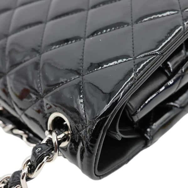 CHANEL Classic Double Flap Patent Leather Shoulder Bag Black