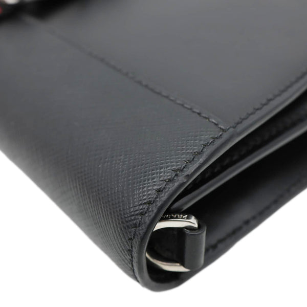 PRADA Studded Elektra Saffiano Leather Crossbody Bag Black