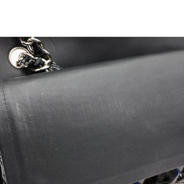 CHANEL Classic Double Flap Patent Leather Shoulder Bag Black