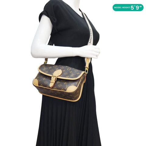 LOUIS VUITTON Diane Monogram Canvas Crossbody Bag Brown