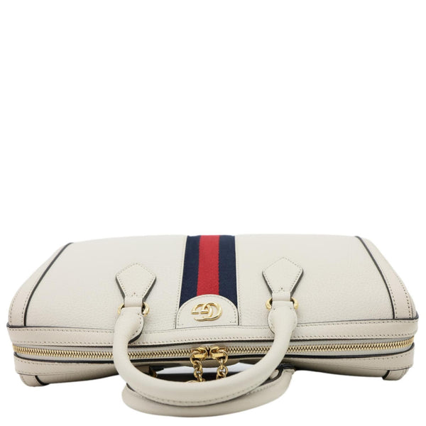 GUCCI Ophidia GG Medium Web Leather Top Handle Shoulder Bag Beige 524532