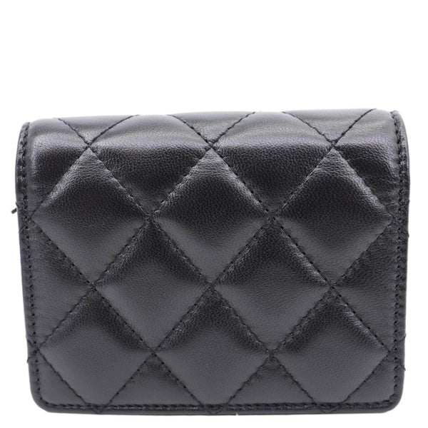 CHANEL Romance Quilted Lambskin Leather Clutch With Chain Black