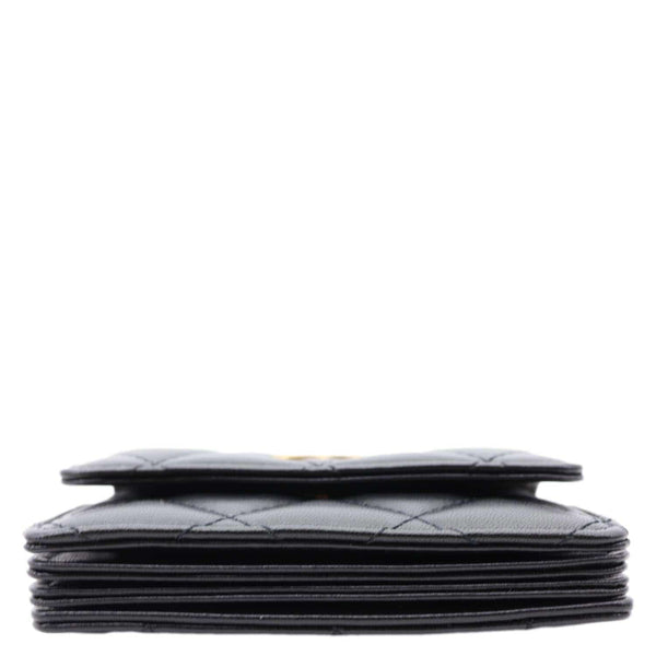 CHANEL Romance Quilted Lambskin Leather Clutch With Chain Black