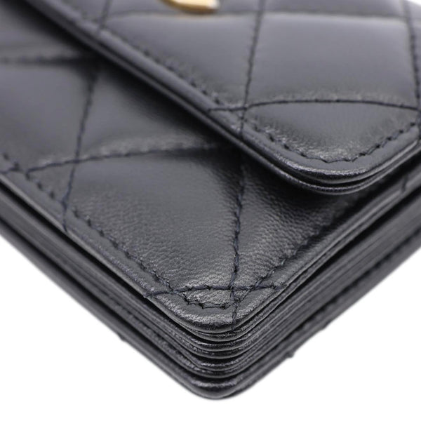 CHANEL Romance Quilted Lambskin Leather Clutch With Chain Black