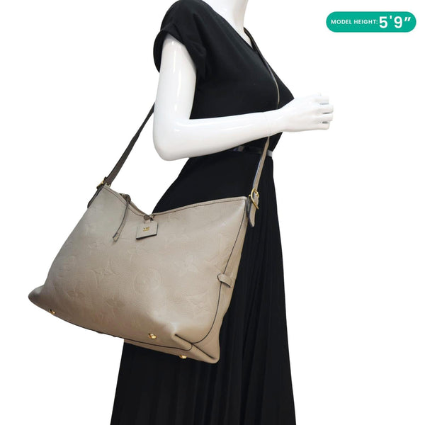 LOUIS VUITTON Carryall MM Empreinte Leather Shoulder Bag Beige