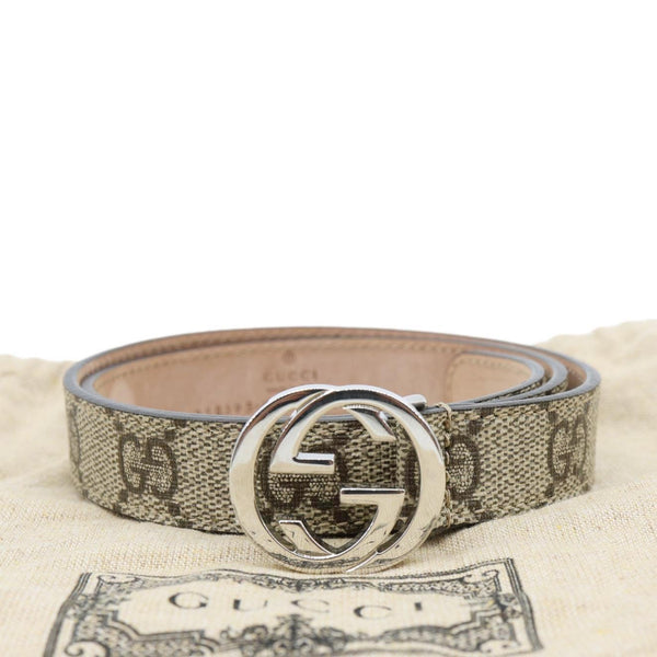 Gucci Interlocking G Buckle Beige GG Supreme Canvas Belt - Dust Bag
