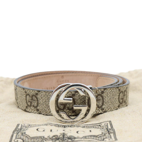 Gucci Interlocking G Buckle Beige GG Supreme Canvas Belt - Dust Bag