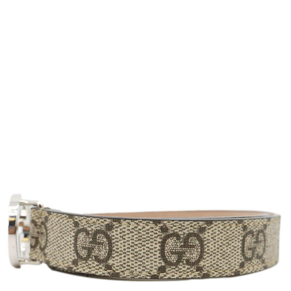 GUCCI Interlocking G Buckle GG Supreme Canvas Belt Beige 258395