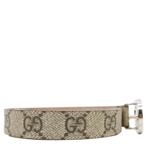 GUCCI Interlocking G Buckle GG Supreme Canvas Belt Beige 258395