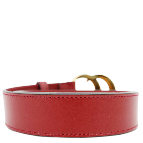 GUCCI Double G buckle Marmont Leather Belt Red 414516 Size 80.32