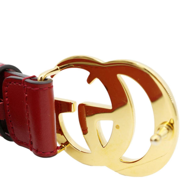 GUCCI Double G buckle Marmont Leather Belt Red 414516 Size 80.32