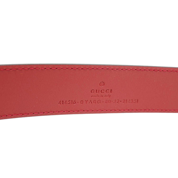 GUCCI Double G buckle Marmont Leather Belt Red 414516 Size 80.32