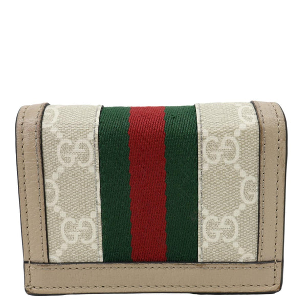 GUCCI Ophidia Web GG Supreme Canvas Card Case Wallet Beige 523155