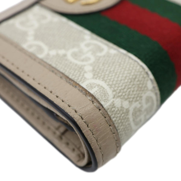 GUCCI Ophidia Web GG Supreme Canvas Card Case Wallet Beige 523155