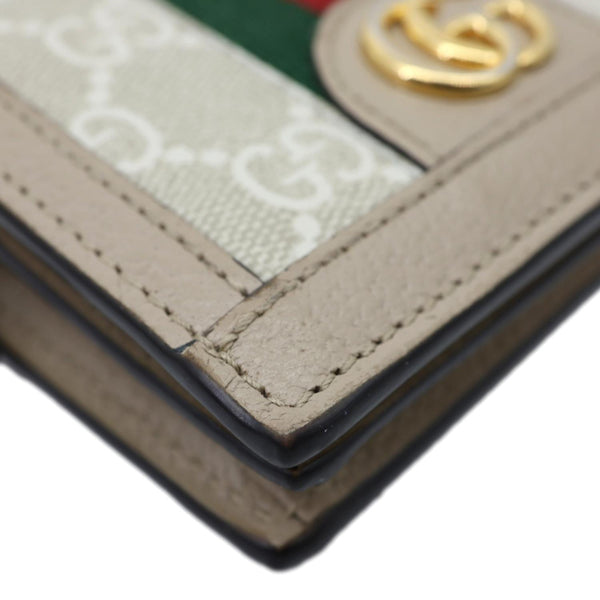 GUCCI Ophidia Web GG Supreme Canvas Card Case Wallet Beige 523155