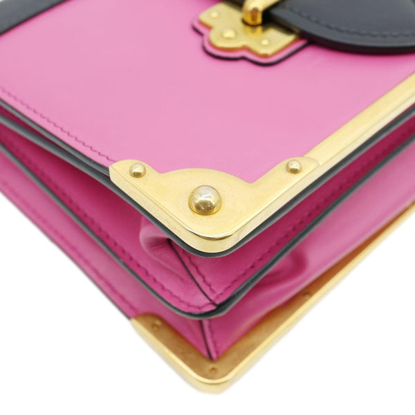 PRADA Cahier City Calf Saffiano Leather Shoulder Bag Pink