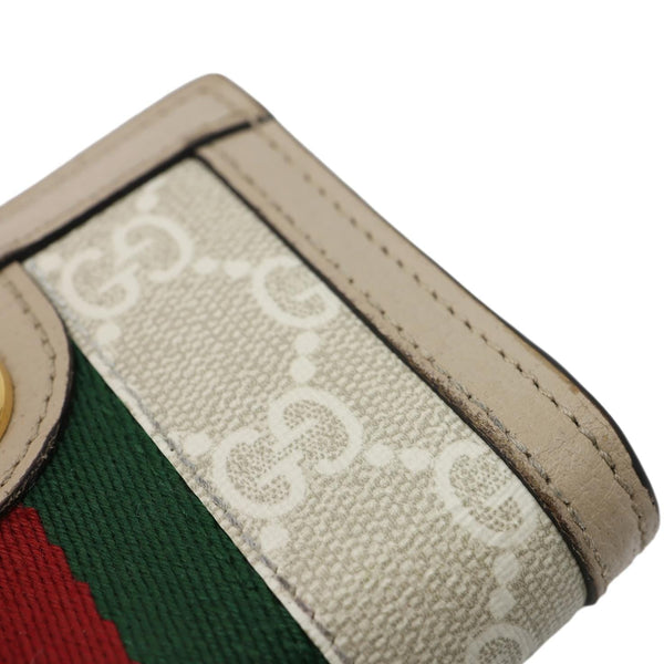 GUCCI Ophidia Web GG Supreme Canvas Card Case Wallet Beige 523155