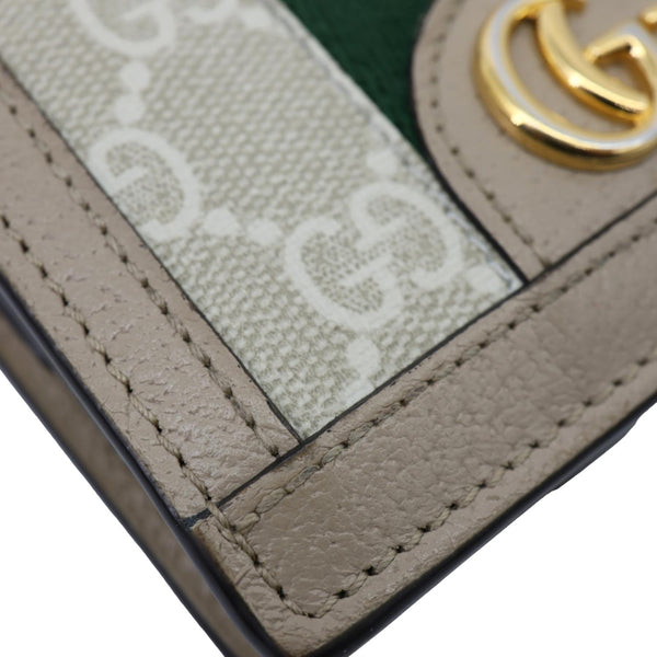 GUCCI Ophidia Web GG Supreme Canvas Card Case Wallet Beige 523155