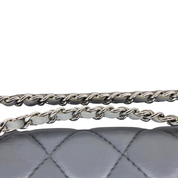 CHANEL Classic Flap Quilted Leather Shoulder Bag Grey