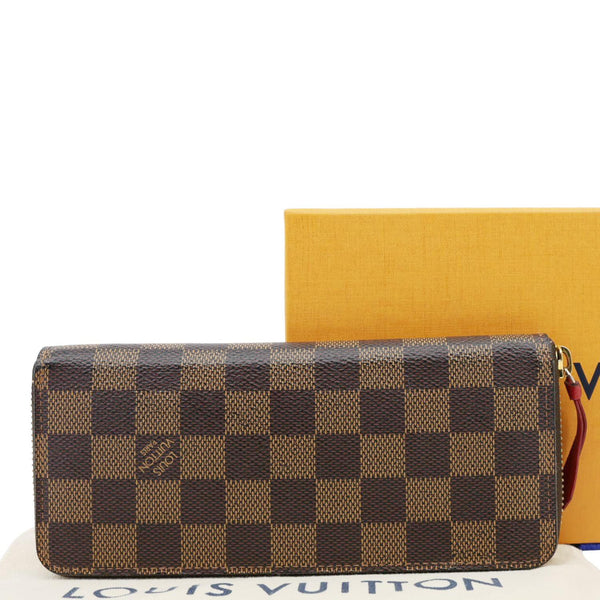 LOUIS VUITTON Clemence Damier Ebene Zippy Wallet Brown