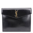 YVES SAINT LAURENT Uptown Envelope Smooth Shiny Calfskin Leather Pouch Black
