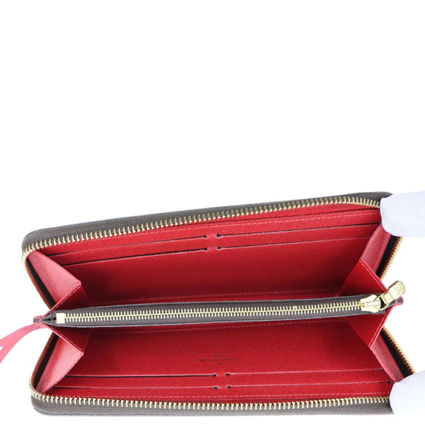 LOUIS VUITTON Clemence Damier Ebene Zippy Wallet Brown