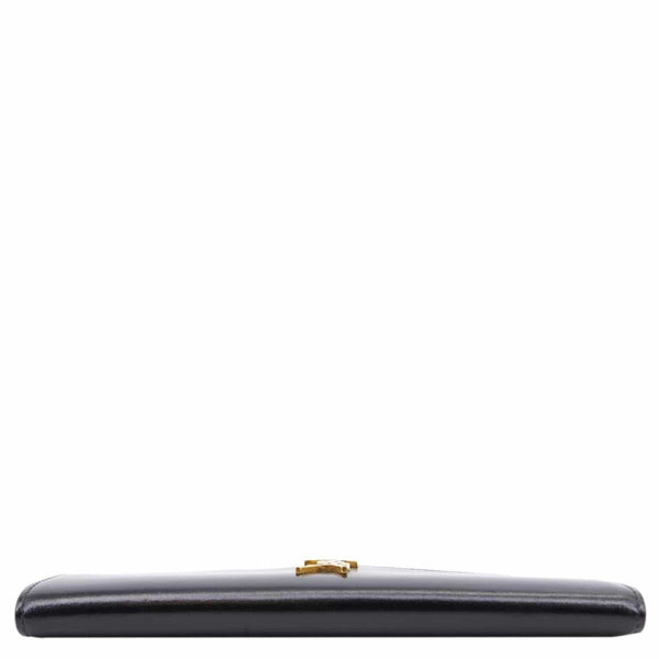 YVES SAINT LAURENT Uptown Envelope Smooth Shiny Calfskin Leather Pouch Black
