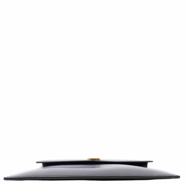 YVES SAINT LAURENT Uptown Envelope Smooth Shiny Calfskin Leather Pouch Black