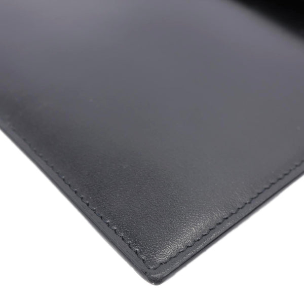 YVES SAINT LAURENT Uptown Envelope Smooth Shiny Calfskin Leather Pouch Black