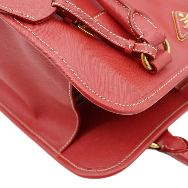 PRADA Saffiano Lux Leather Shoulder Bag Red