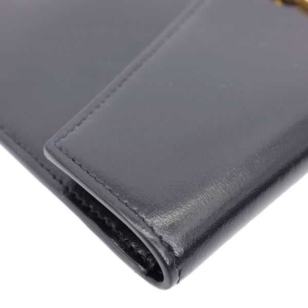 YVES SAINT LAURENT Uptown Envelope Smooth Shiny Calfskin Leather Pouch Black