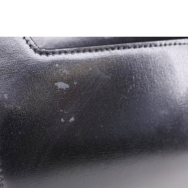 YVES SAINT LAURENT Uptown Envelope Smooth Shiny Calfskin Leather Pouch Black