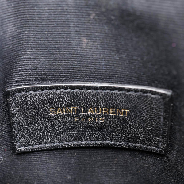 YVES SAINT LAURENT Uptown Envelope Smooth Shiny Calfskin Leather Pouch Black