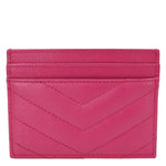 YVES SAINT LAURENT Cassandre Monogram Grain De Poudre Leather Card Holder Pink