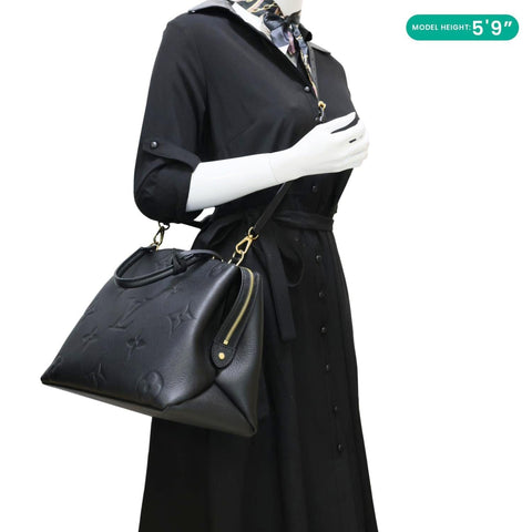 LOUIS VUITTON Grand Palais MM Monogram Empreinte Leather Shoulder Bag Black