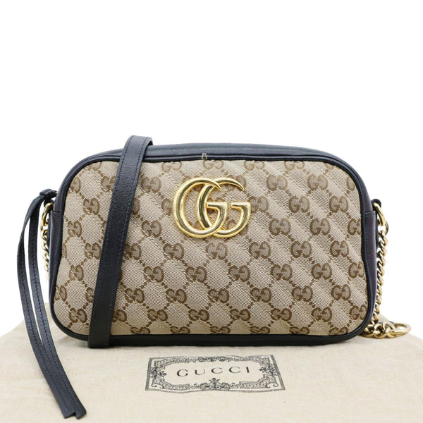 GUCCI Marmont Small Monogram Canvas Camera Crossbody Bag Beige 447632