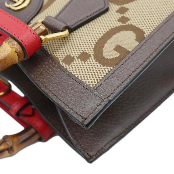 GUCCI Diana Bamboo Small GG Jumbo Canvas Tote Bag Beige 660195