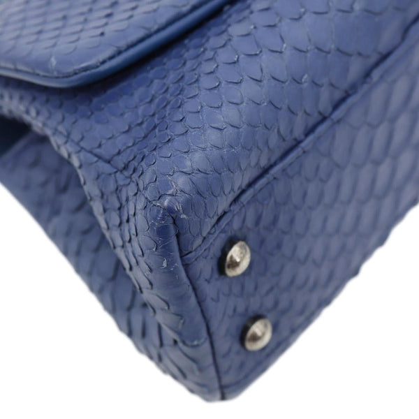 CHANEL Coco Handle Flap Python Leather Shoulder Bag Blue
