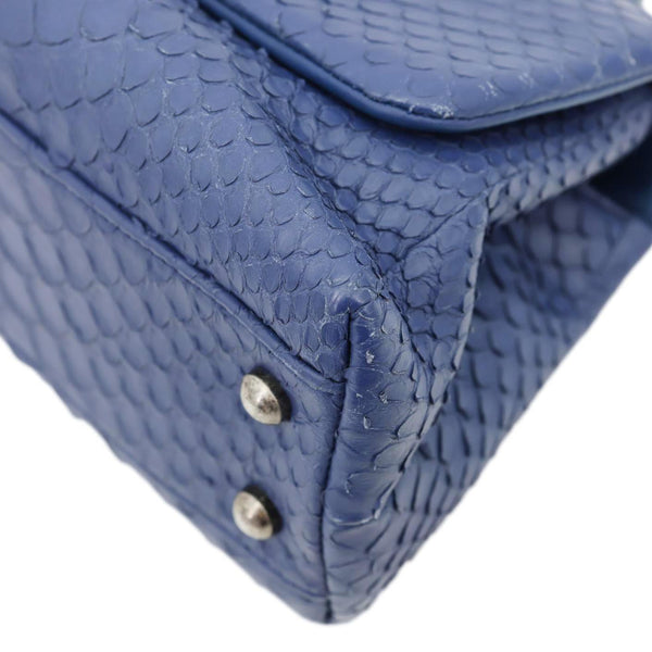 CHANEL Coco Handle Flap Python Leather Shoulder Bag Blue