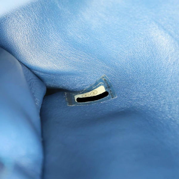 CHANEL Coco Handle Flap Python Leather Shoulder Bag Blue